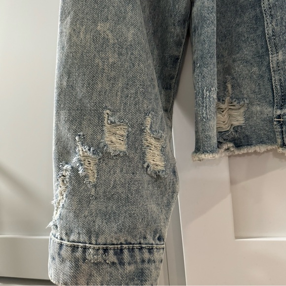 Vervet Acid Wash Distressed Classic Crop Denim Jacket 80s 90s Retro size Medium - Picture 4 of 6